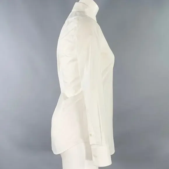 DSQUARED2 Size S White Cotton Textured Spread Collar Shirt